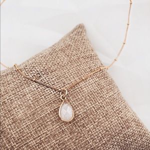 14k Gold Filled Rainbow Moonstone Dainty Necklace